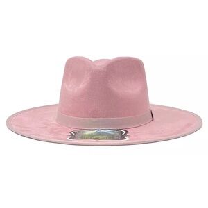 Summit hats pink felt flat brim fedora type western cowboy hat size medium